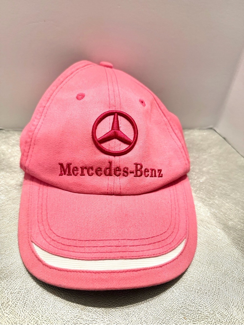 Mercedes-Benz Pink Tennis Club Embroidered Baseball Cap. Unisex. Adjustable.